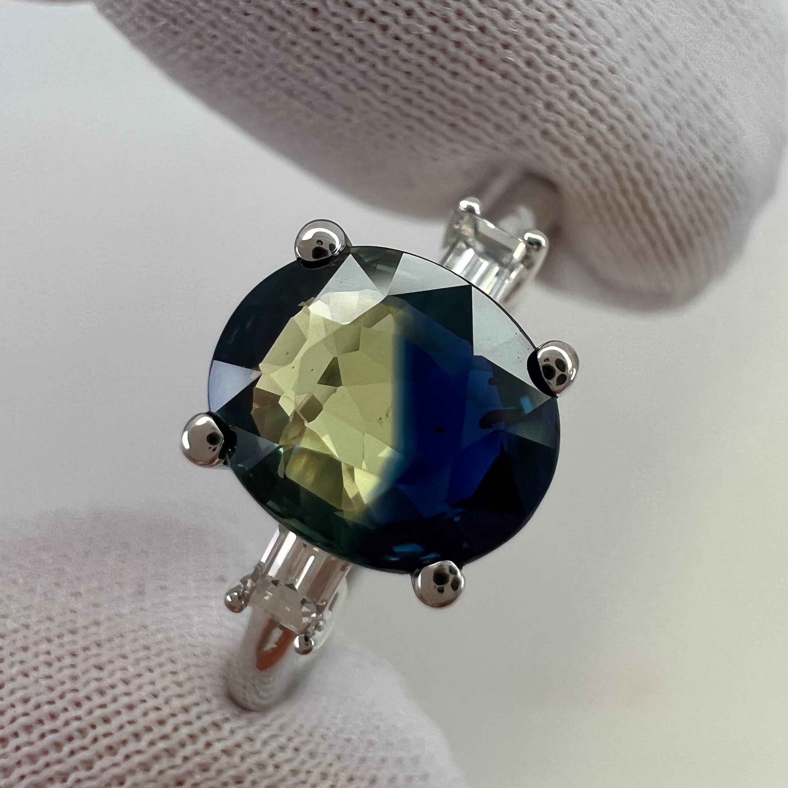 GIA zertifizierter unbehandelter zweifarbiger australischer Saphir 18k Weißgold Ring ITSIT 10