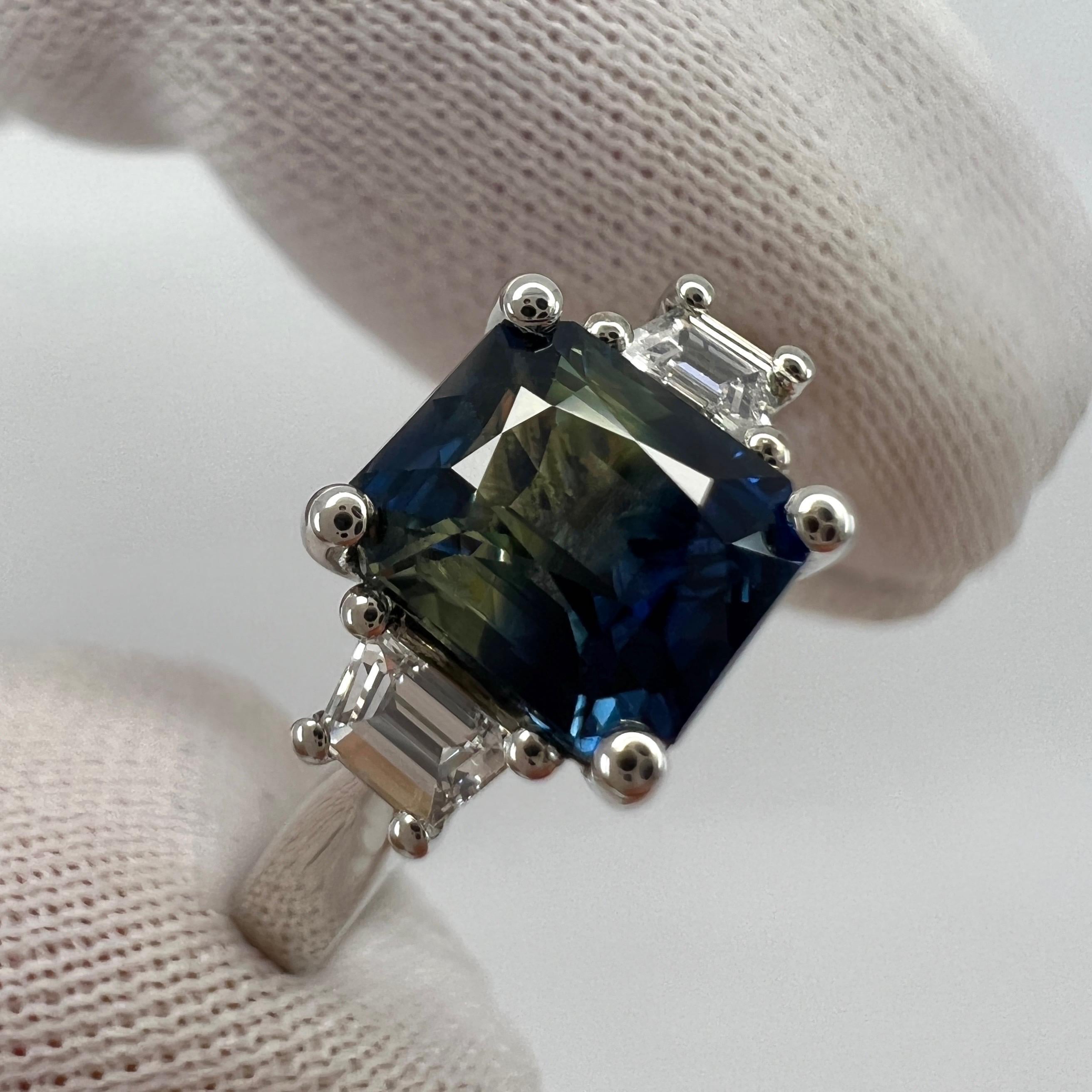 GIA Certified Untreated Bi Colour Australian Sapphire 18k White Gold Ring ITSIT In New Condition For Sale In Birmingham, GB