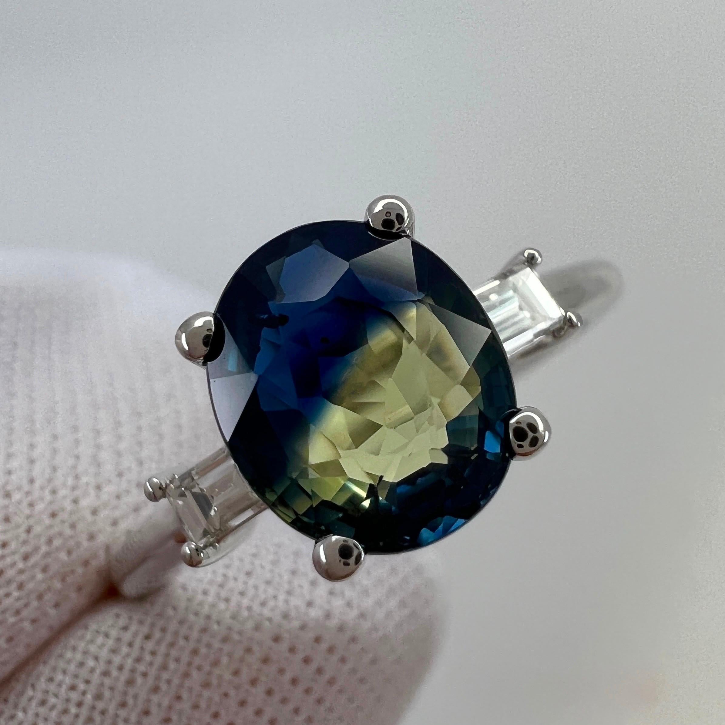 GIA zertifizierter unbehandelter zweifarbiger australischer Saphir 18k Weißgold Ring ITSIT 1