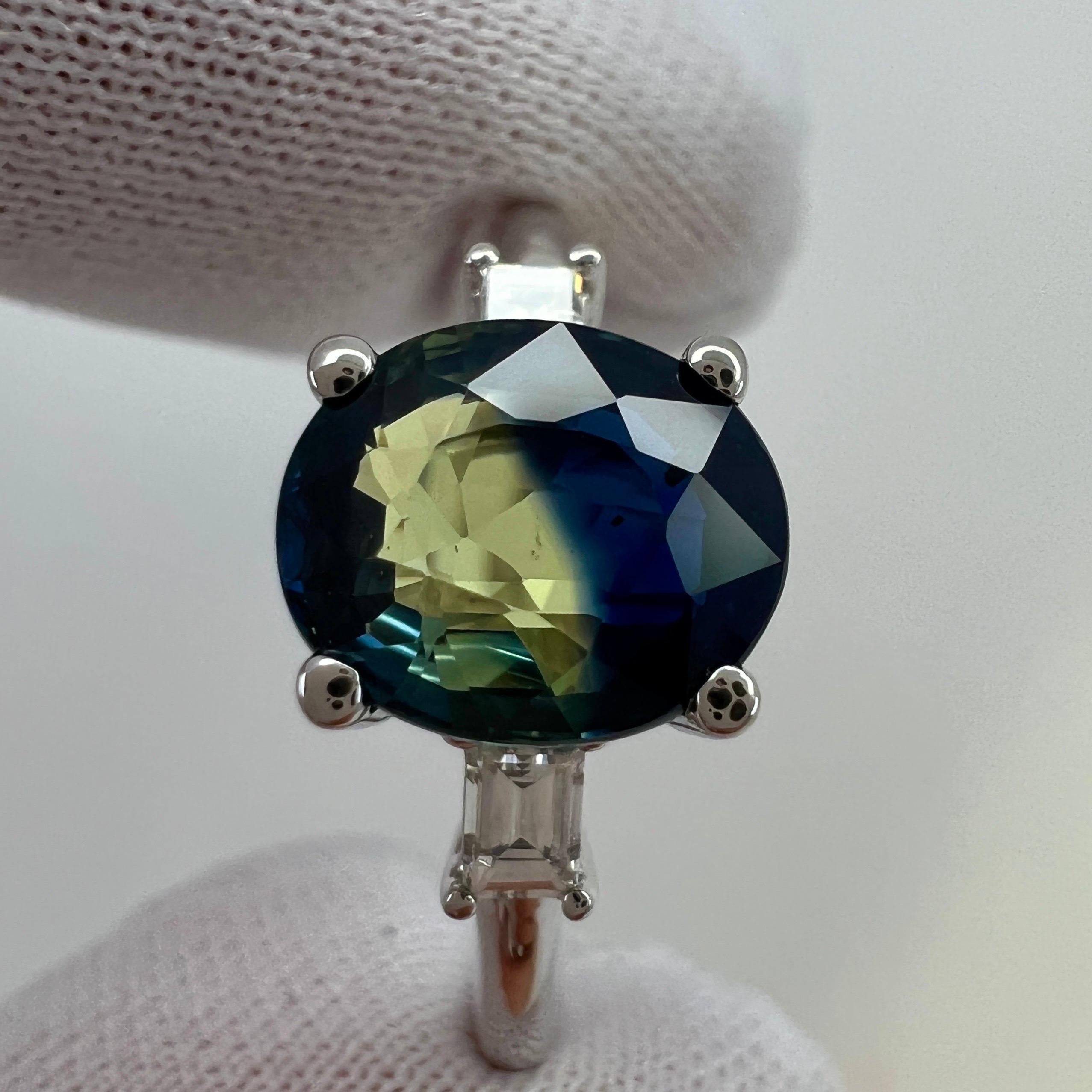 GIA zertifizierter unbehandelter zweifarbiger australischer Saphir 18k Weißgold Ring ITSIT 2