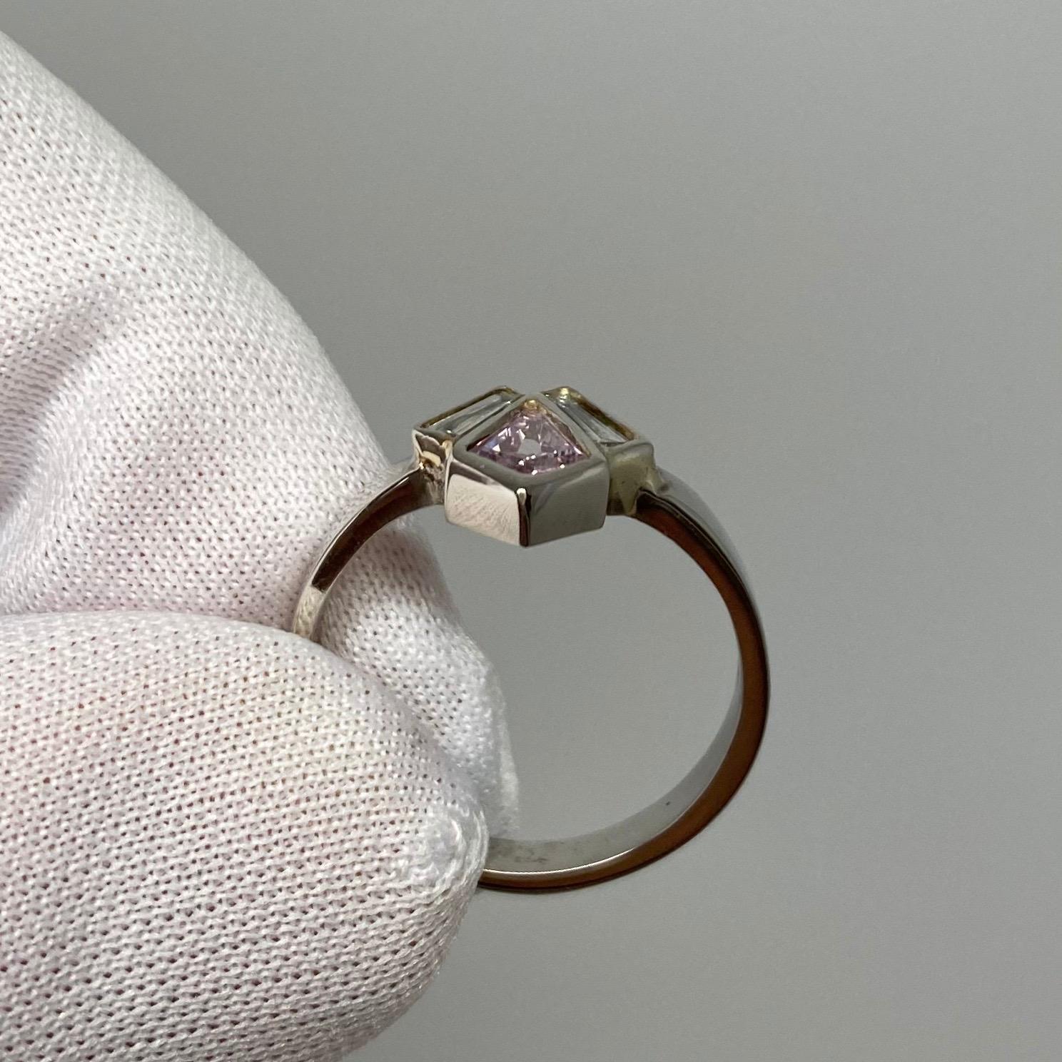 GIA Certified Untreated Fancy Pink Purple Diamond Art Deco Style Platinum Ring For Sale 3