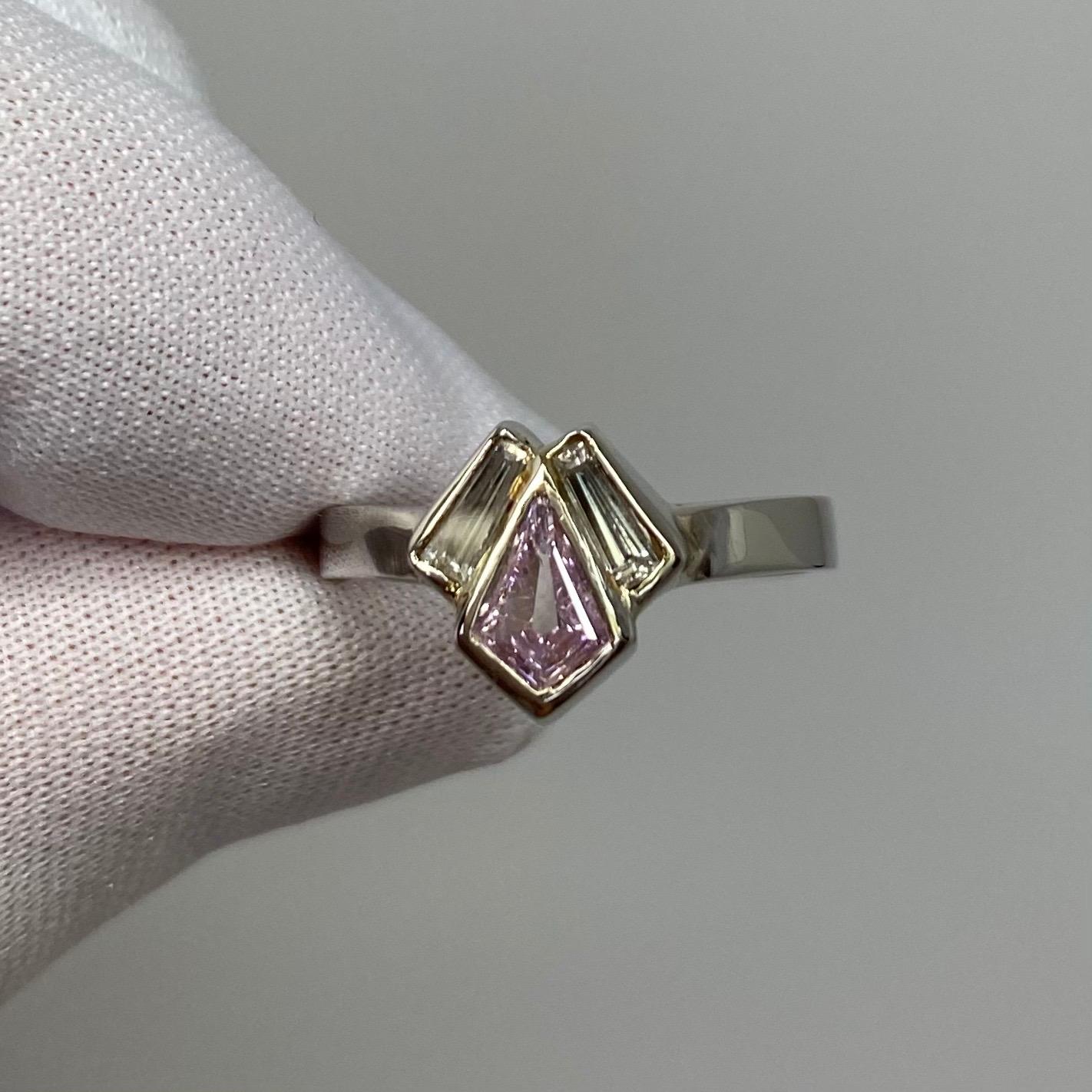 Women's or Men's GIA Certified Untreated Fancy Pink Purple Diamond Art Deco Style Platinum Ring For Sale