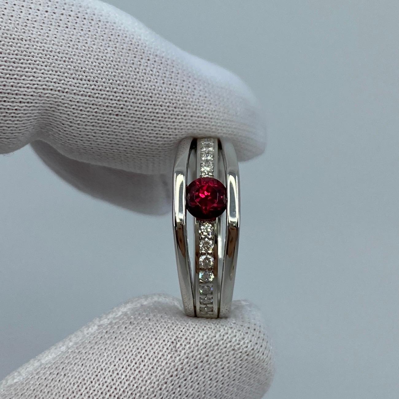 GIA Certified Untreated Fine Deep Red Ruby & Diamond Platinum No Heat Ring 5