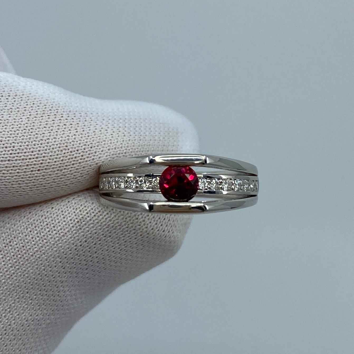 GIA Certified Untreated Fine Deep Red Ruby & Diamond Platinum No Heat Ring 9