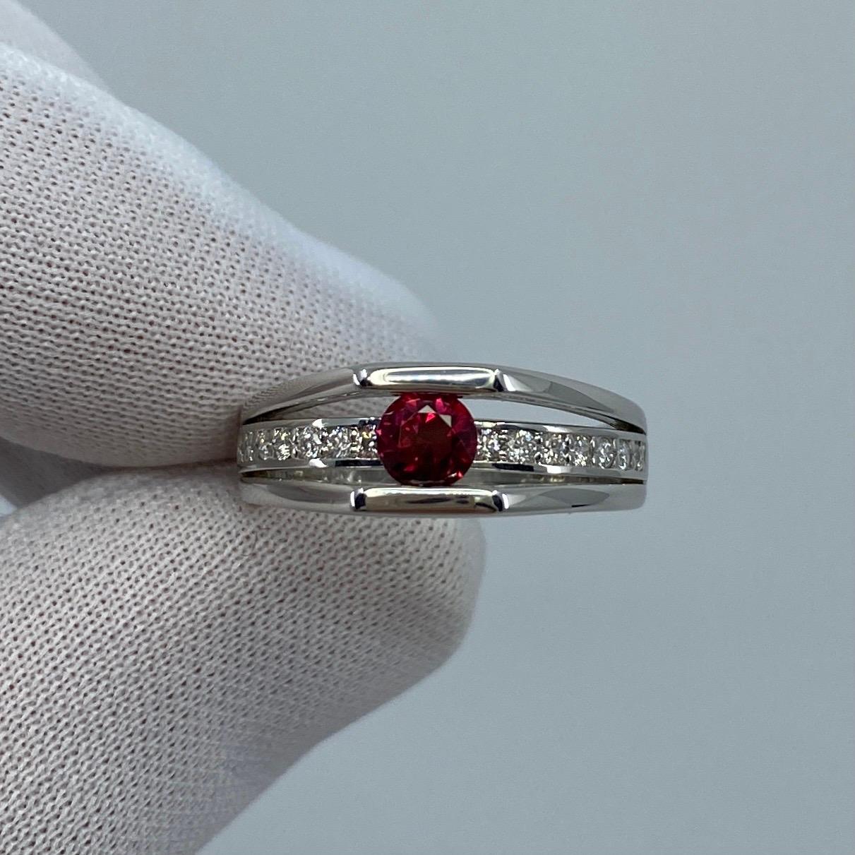 GIA Certified Untreated Fine Deep Red Ruby & Diamond Platinum No Heat Ring 10