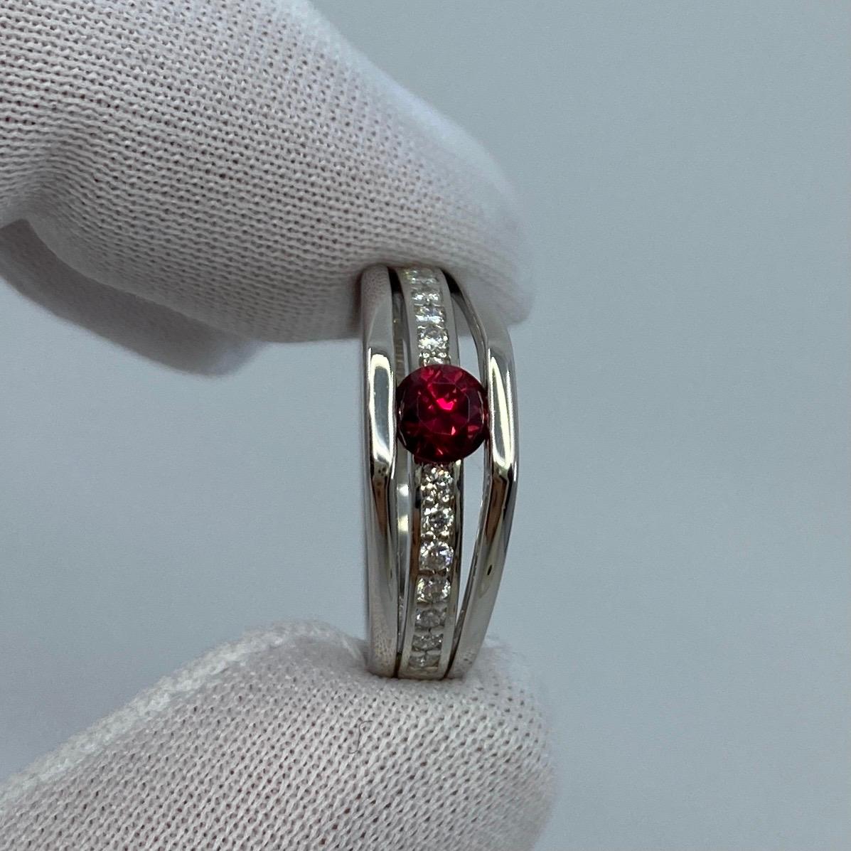 Women's or Men's GIA Certified Untreated Fine Deep Red Ruby & Diamond Platinum No Heat Ring