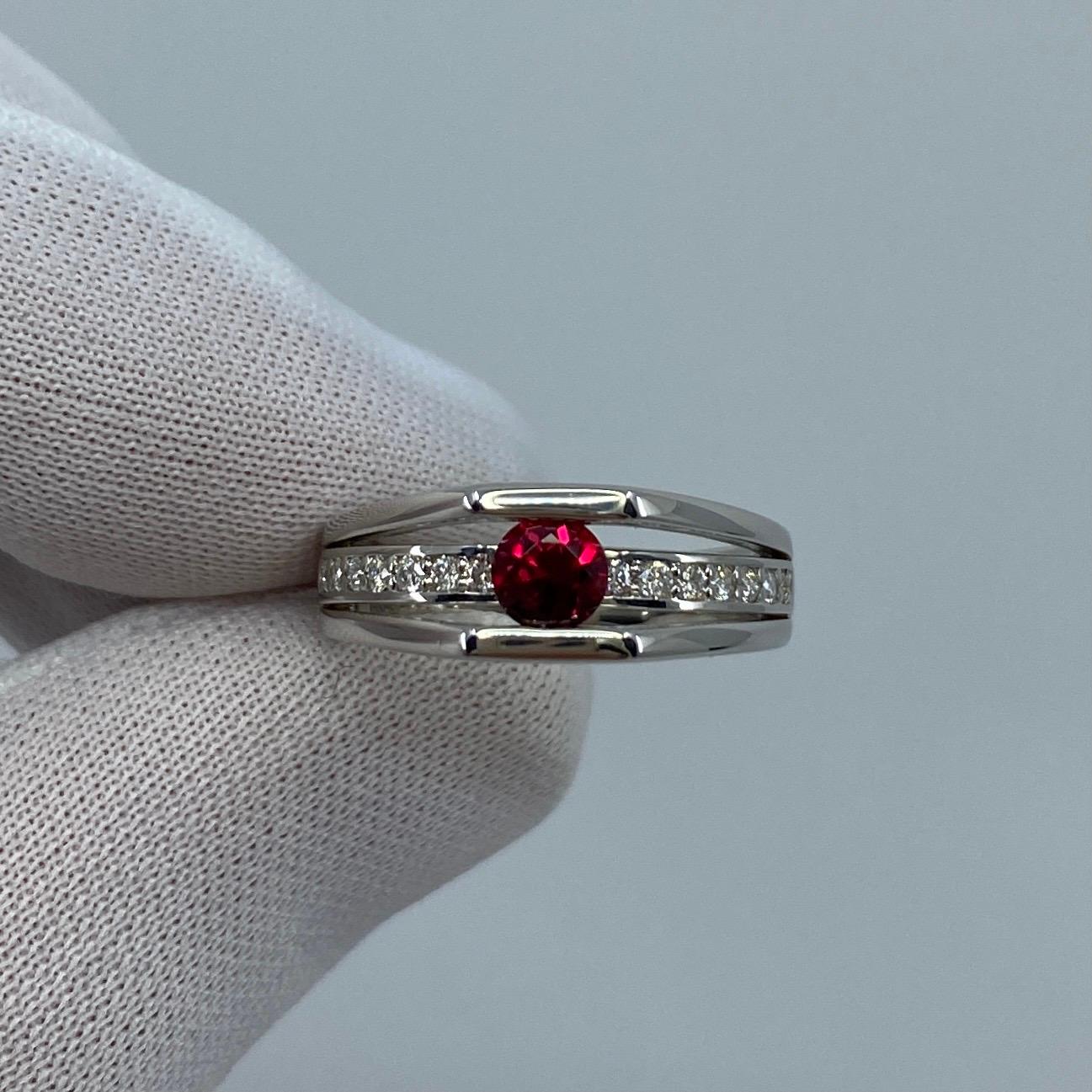 GIA Certified Untreated Fine Deep Red Ruby & Diamond Platinum No Heat Ring 1