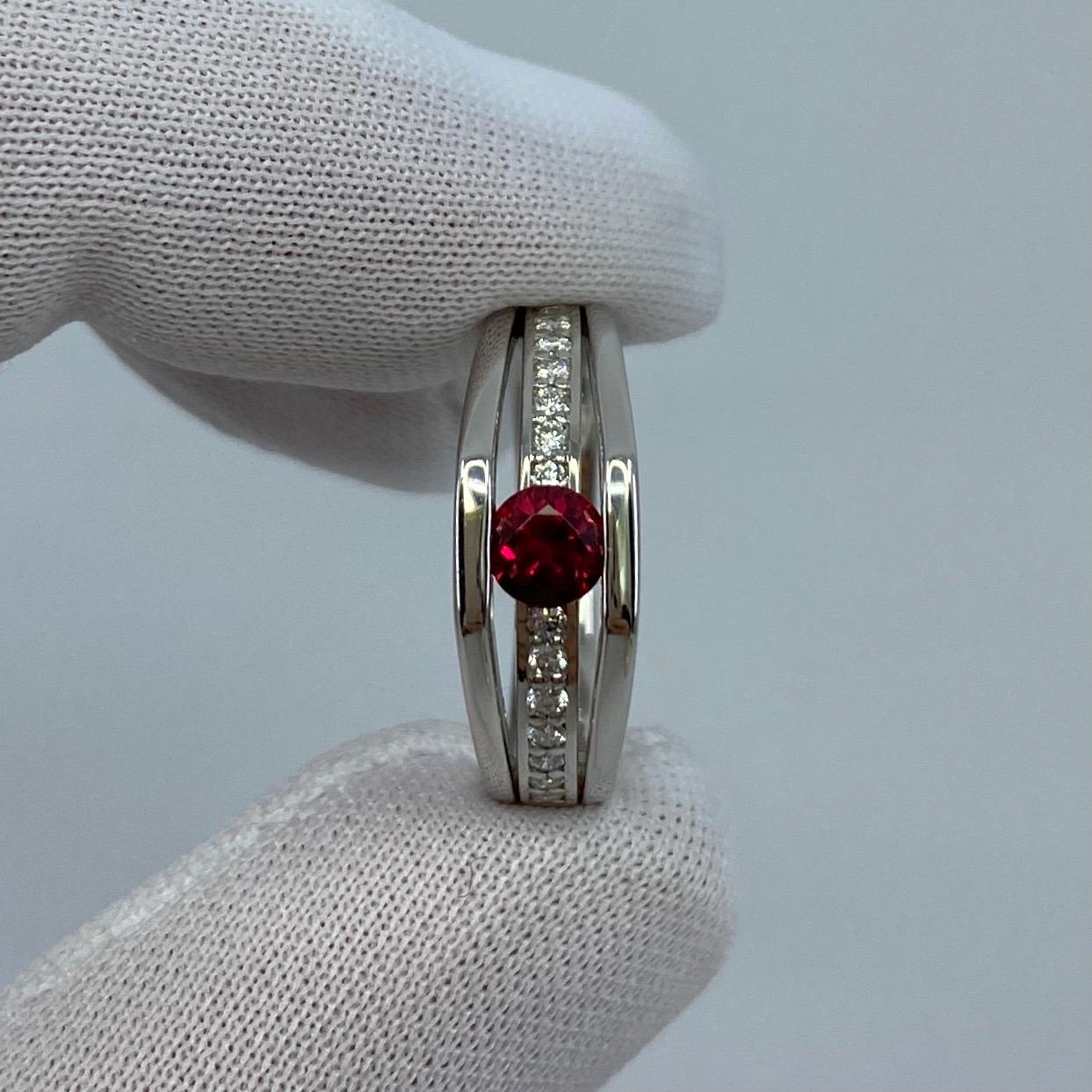 GIA Certified Untreated Fine Deep Red Ruby & Diamond Platinum No Heat Ring 2