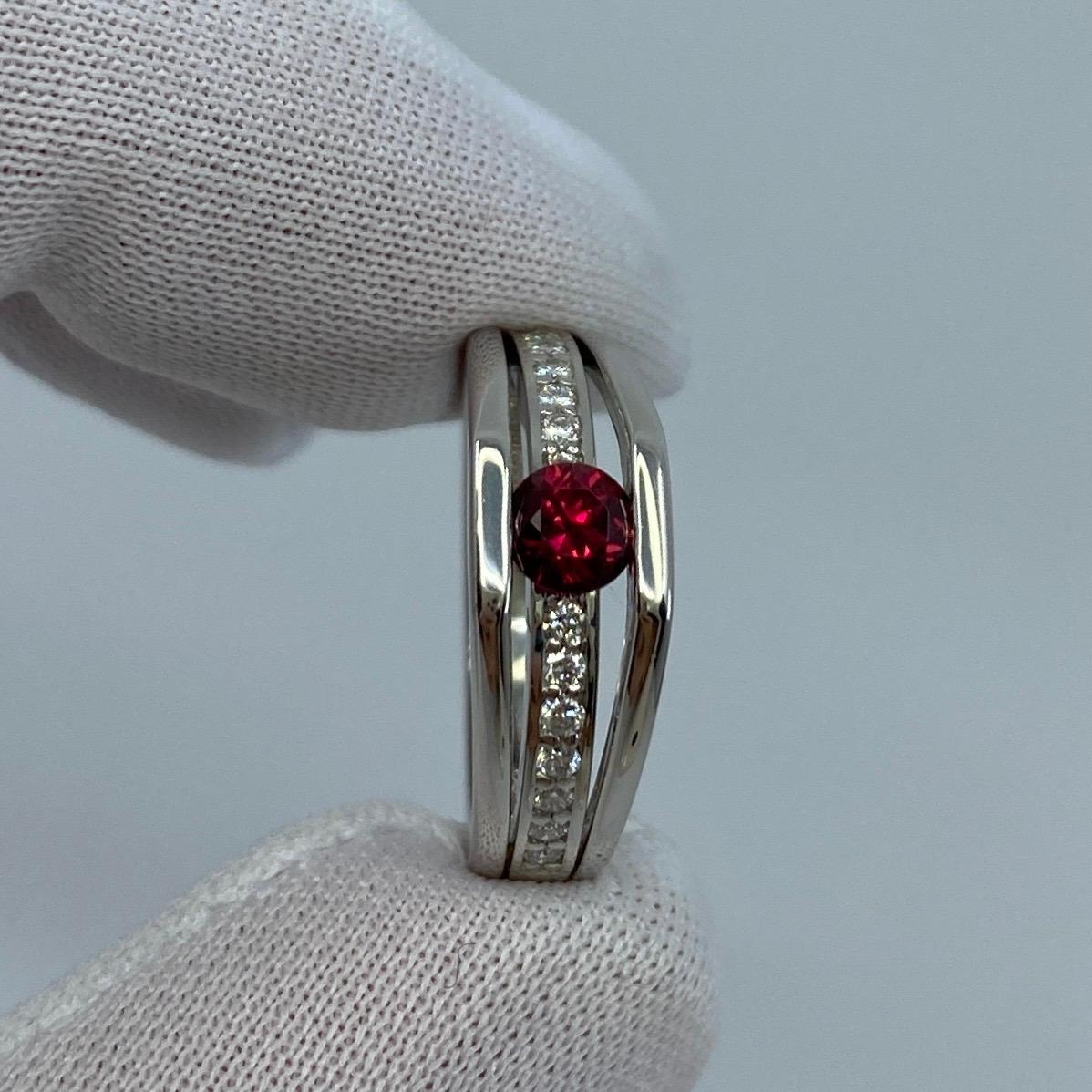 GIA Certified Untreated Fine Deep Red Ruby & Diamond Platinum No Heat Ring 3