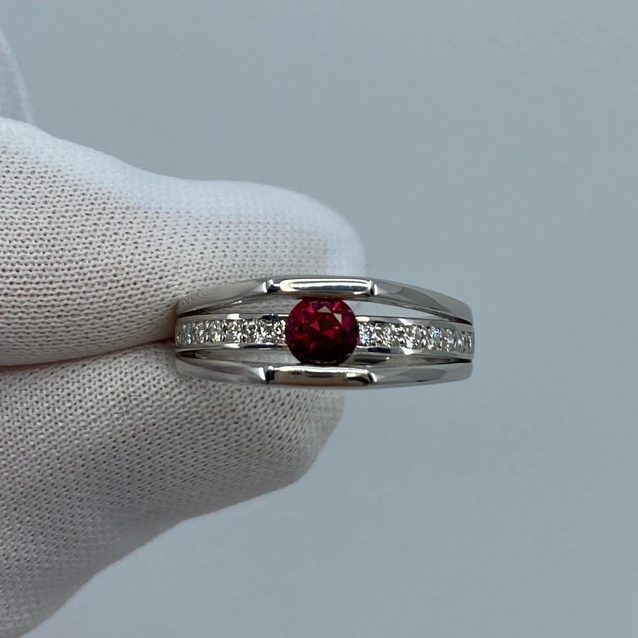 GIA Certified Untreated Fine Deep Red Ruby & Diamond Platinum No Heat Ring 4