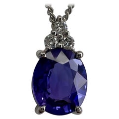 GIA Certified Untreated Violet Blue Sapphire 
Diamond Platinum Pendant Necklace