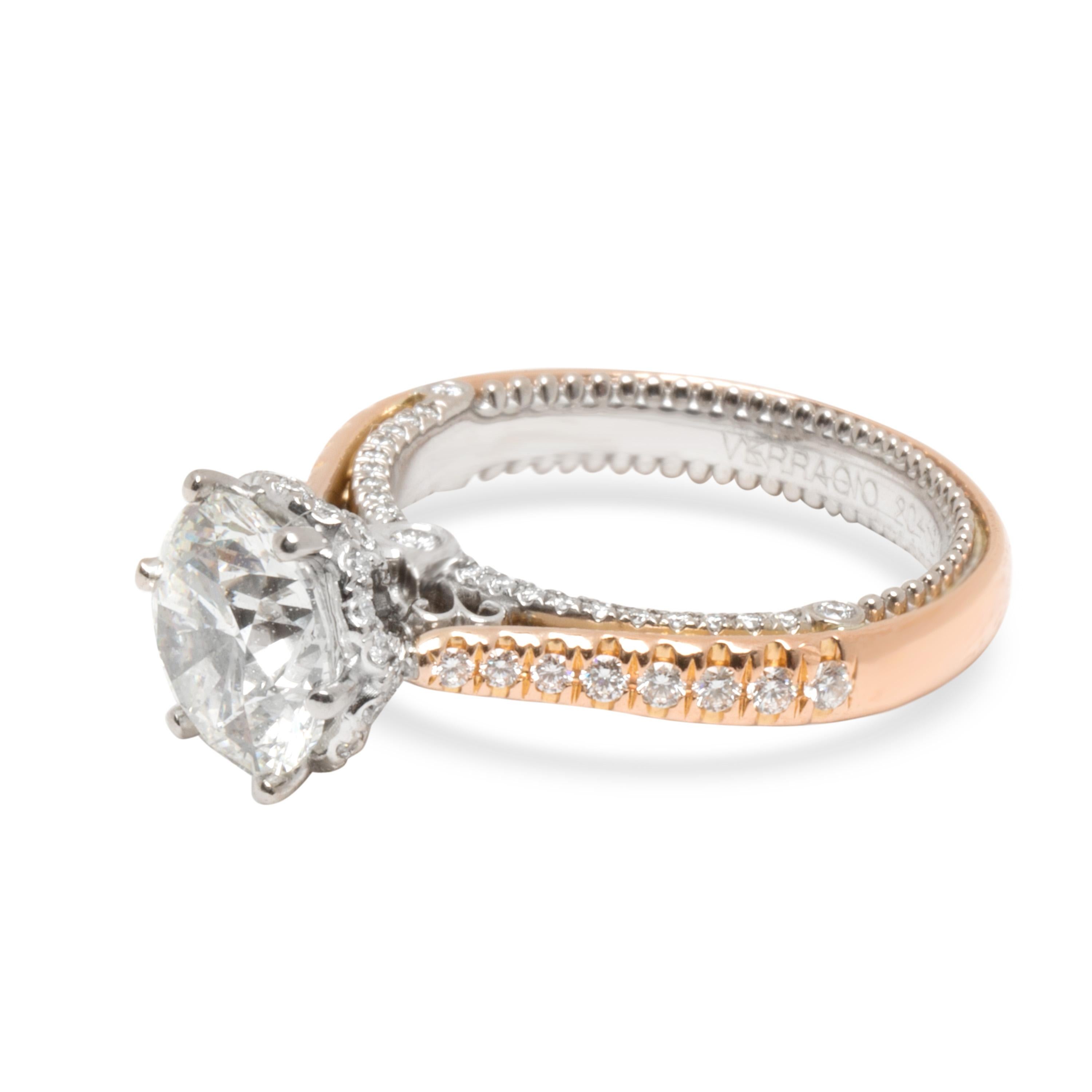 Round Cut GIA Certified Verragio Diamond Engagement Ring in 2-Tone Gold '2.02 Carat H/SI2'