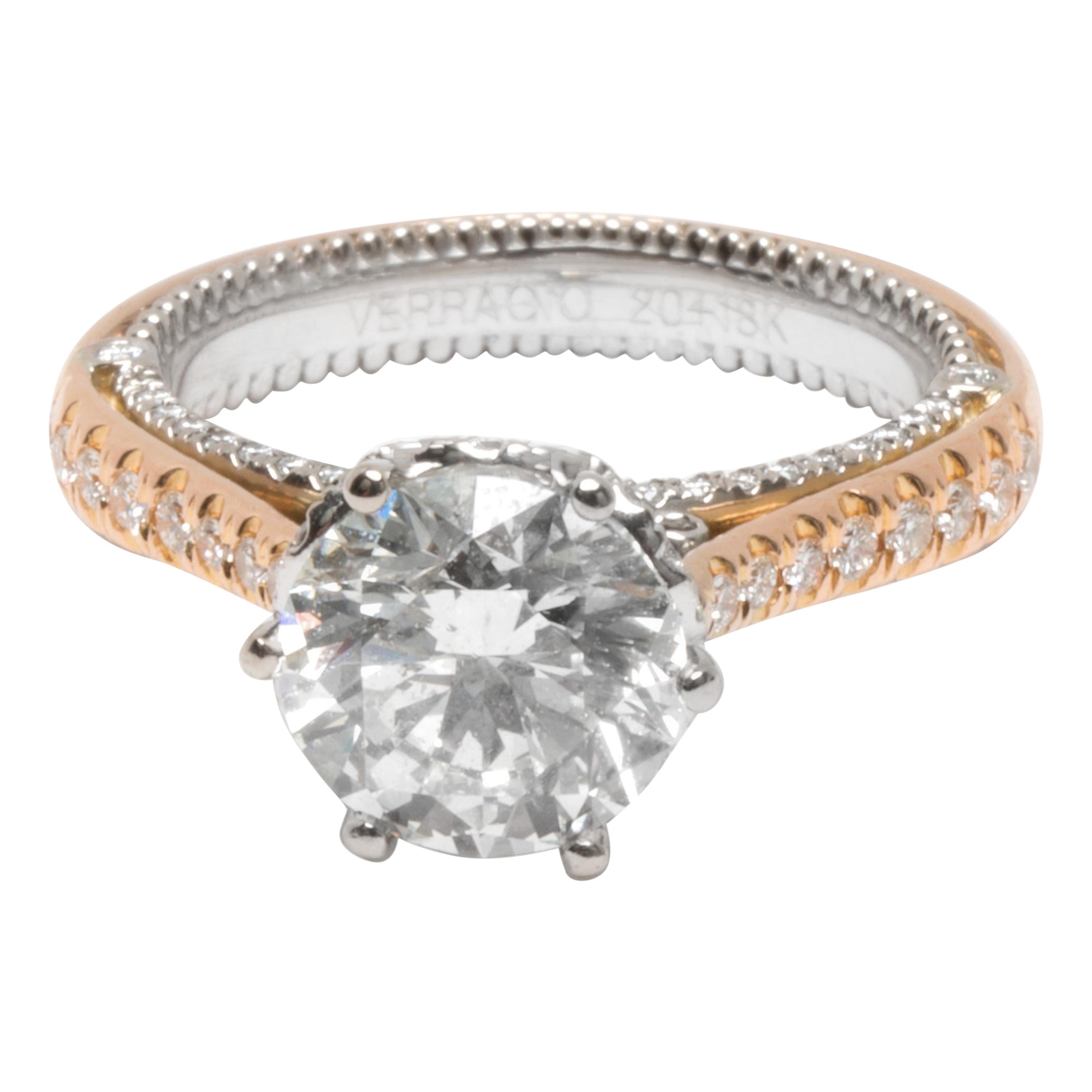 GIA Certified Verragio Diamond Engagement Ring in 2-Tone Gold '2.02 Carat H/SI2'