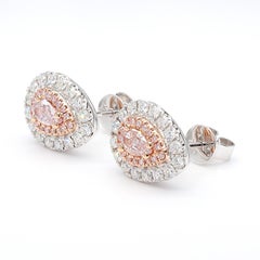 Orecchini a pera in oro da 1,15 carati TW con diamante rosa molto chiaro certificato GIA