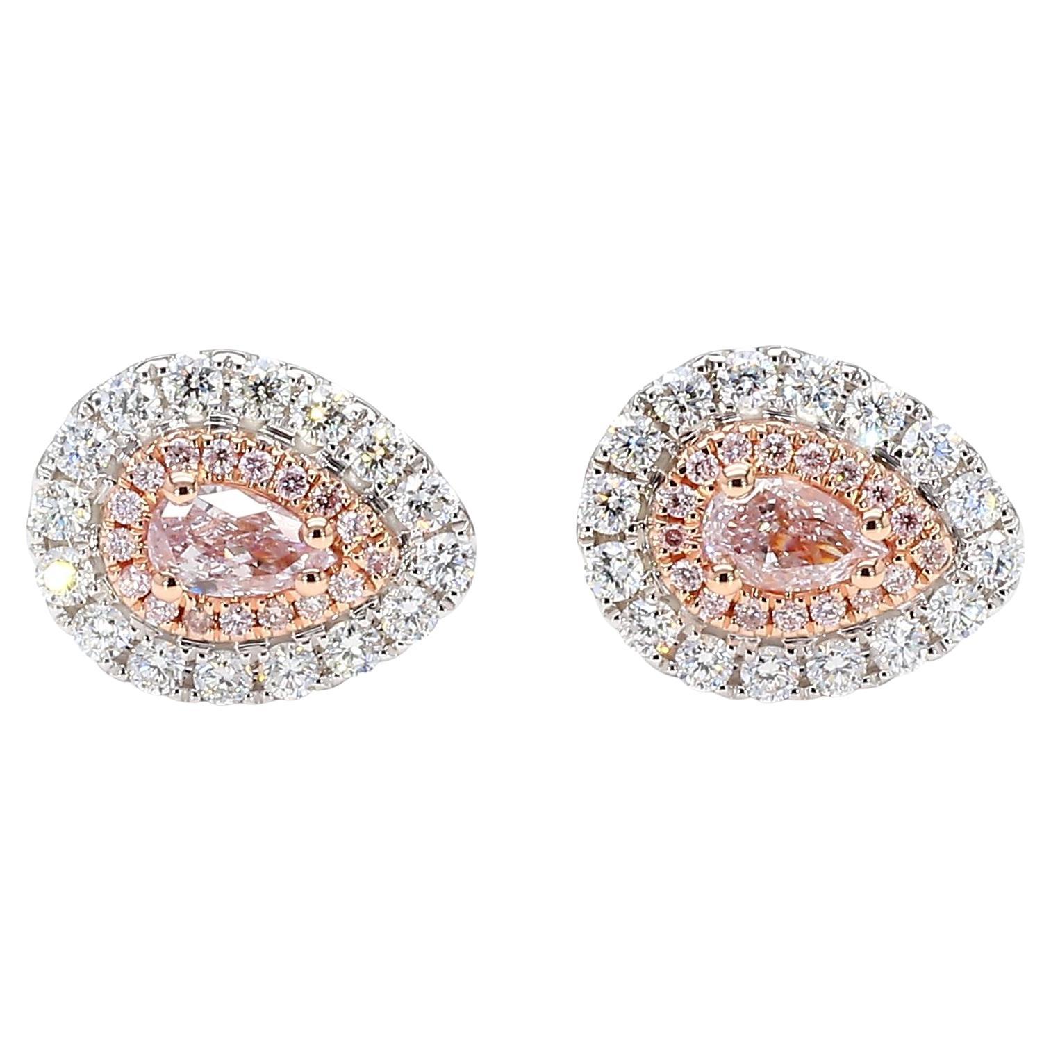 Pendientes de oro con diamante pera rosa muy claro certificado por GIA de 1,15 quilates TW