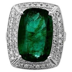 GIA Certified Vibrant 7.25 Carat Emerald & Diamond Ring