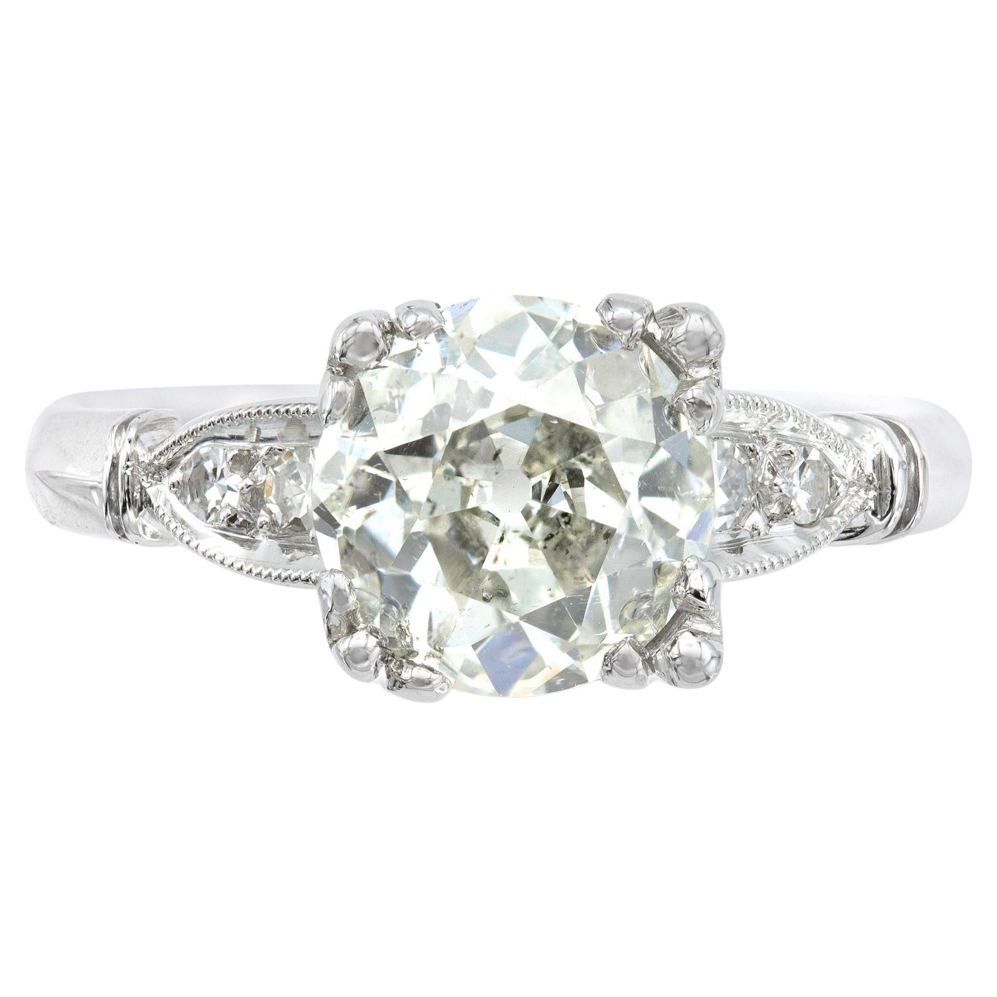 GIA Certified Vintage 0.90 Carat Diamond Engagement Ring