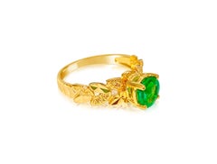 GIA Certified Vintage 1.20 Carat 22k-18k Yellow Gold & Emerald Engagement Ring