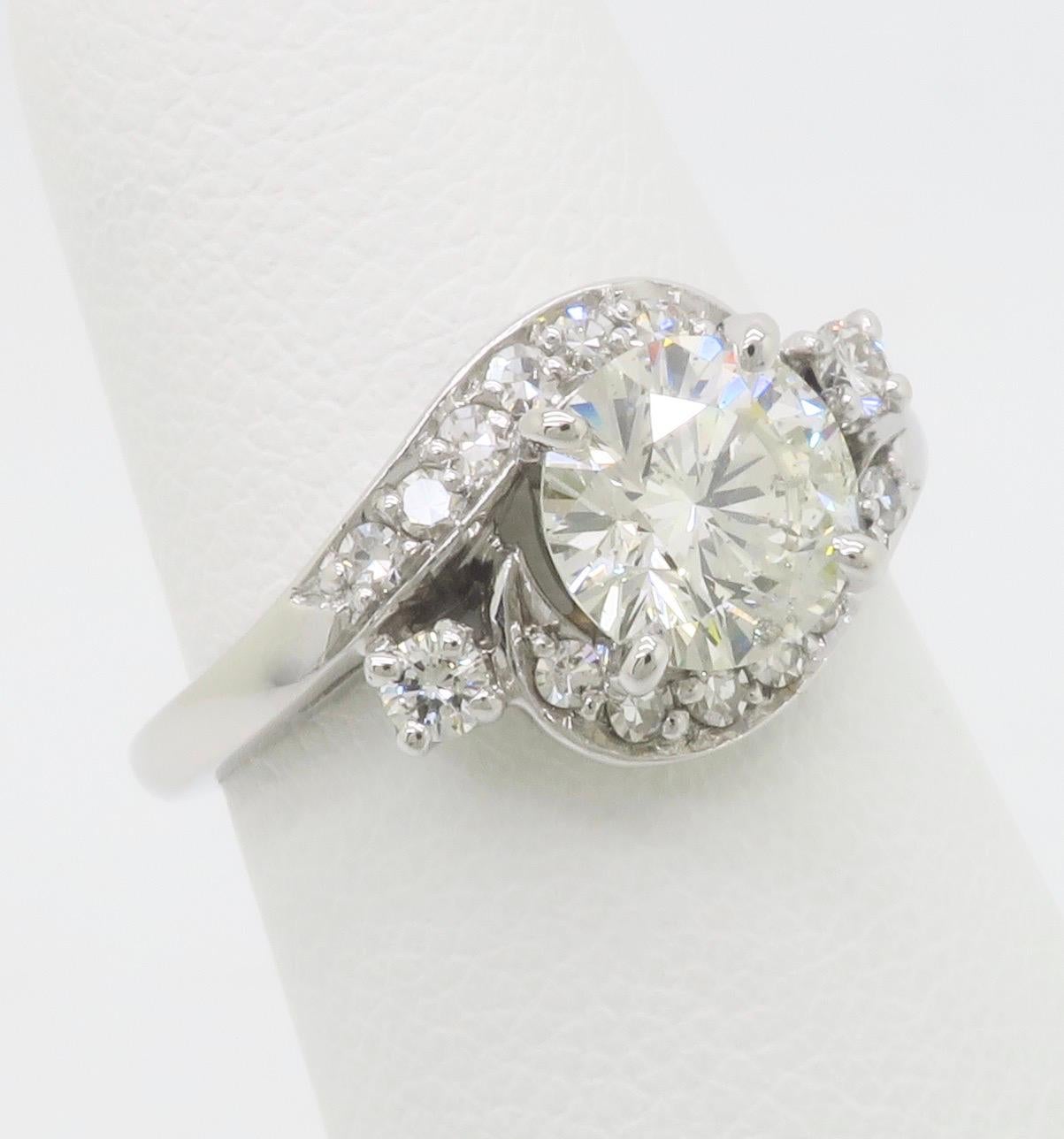 Women's or Men's GIA Certified Vintage 1.48CTW Diamond Ring For Sale