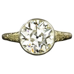 GIA Certified Vintage 3,70 Carat Old European Cut Diamond Anello impressionante