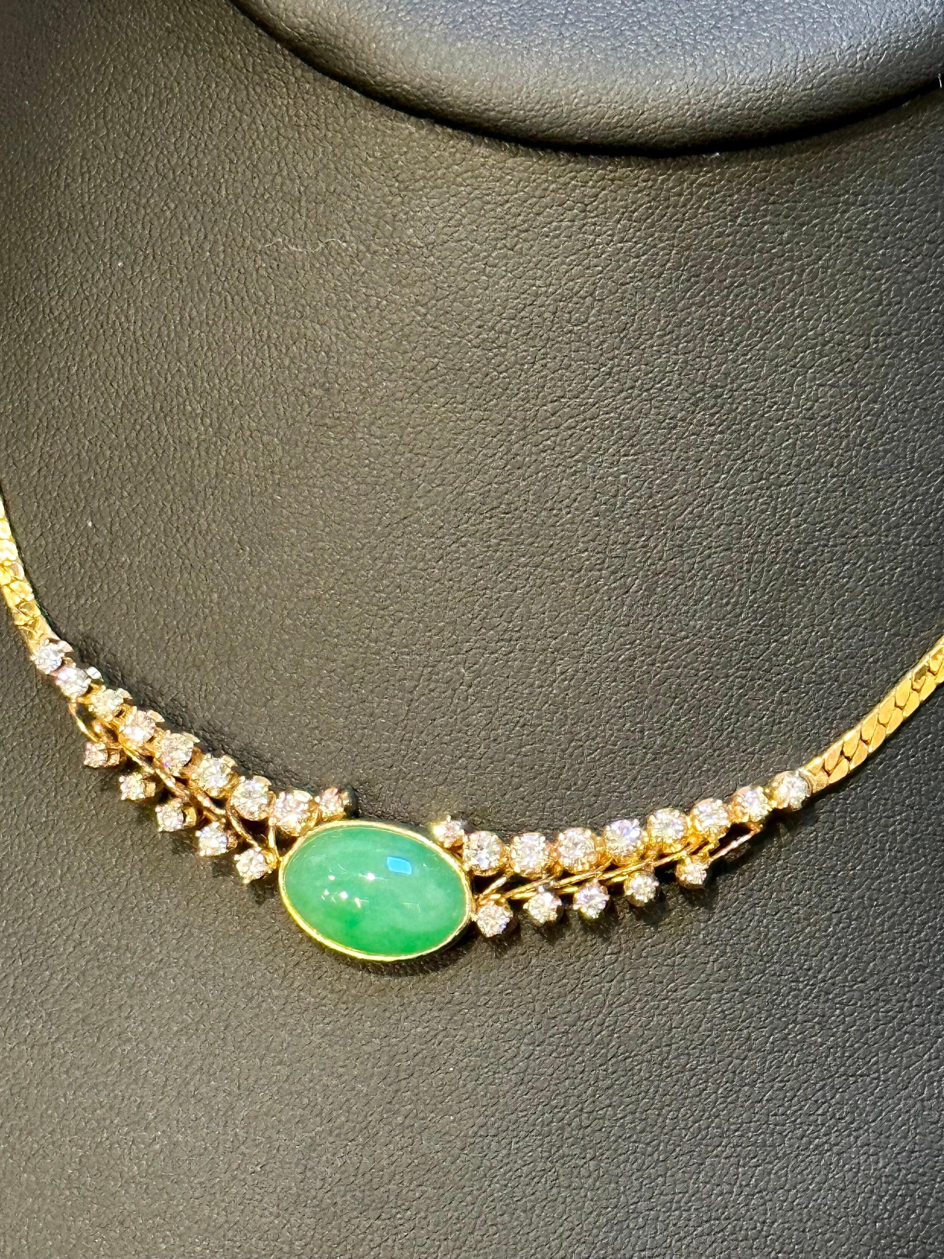 GIA-zertifizierte Vintage-Halskette „A Jade“ mit 2,75 Karat Diamanten, 22 Karat Gelbgold 4