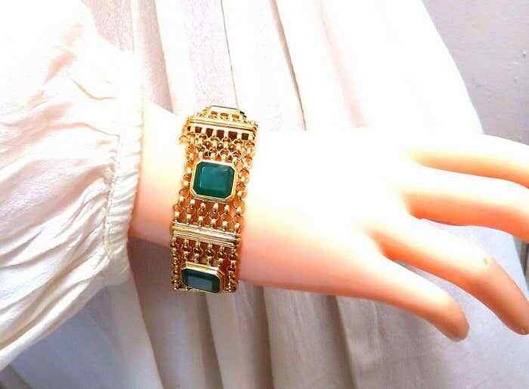 GIA Certified Vintage Emerald Bracelet 60ct 18kt Gold In New Condition For Sale In New York, NY