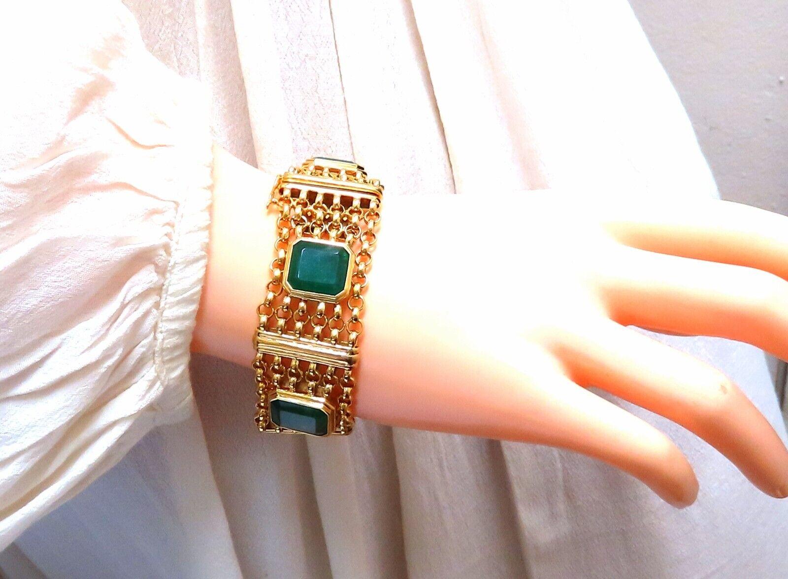 GIA Certified Vintage Emerald Bracelet 60ct 18kt Gold For Sale 1