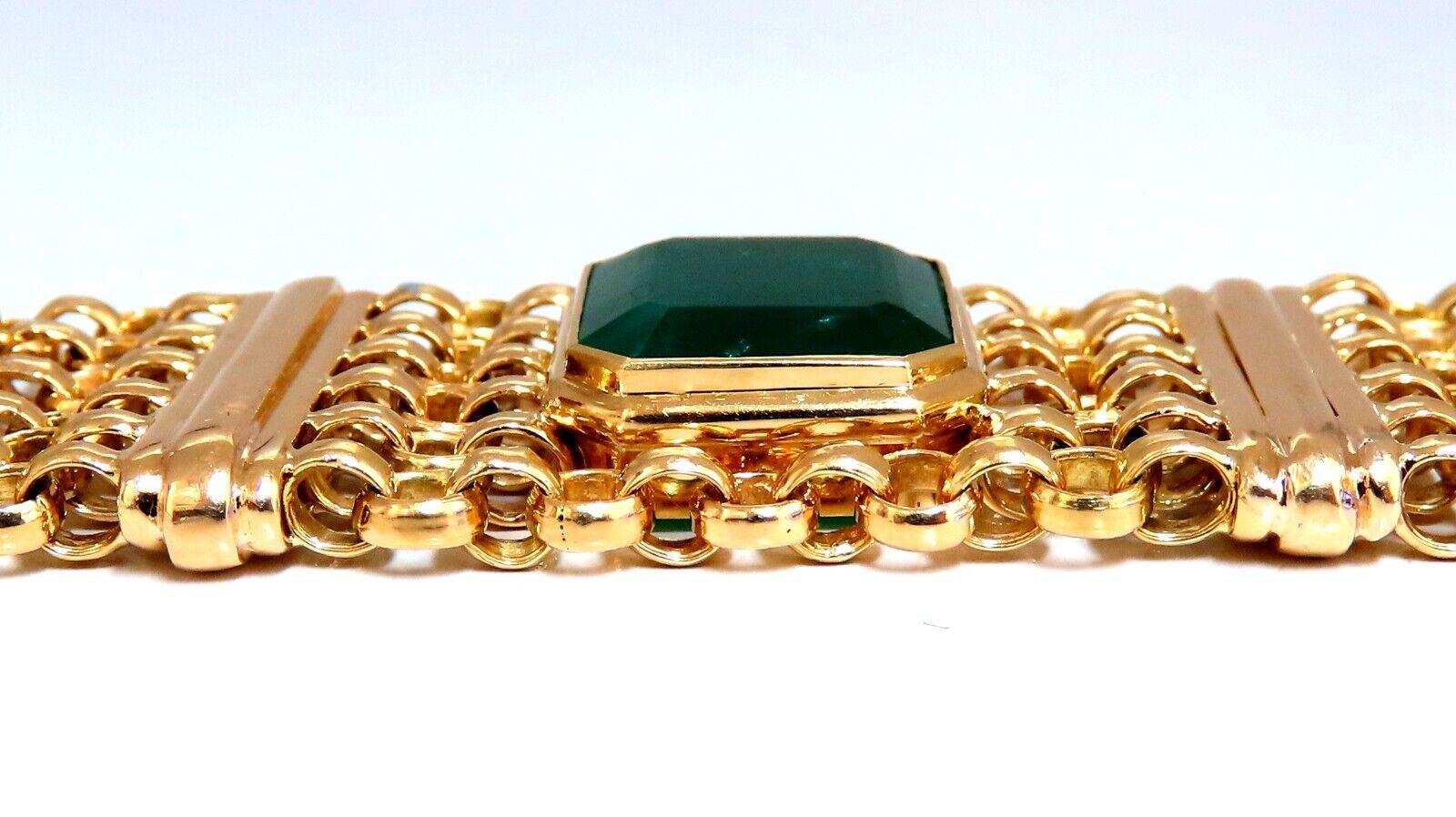 Emerald Cut GIA Certified Vintage Russian Emerald Bracelet 60ct 18kt Gold For Sale