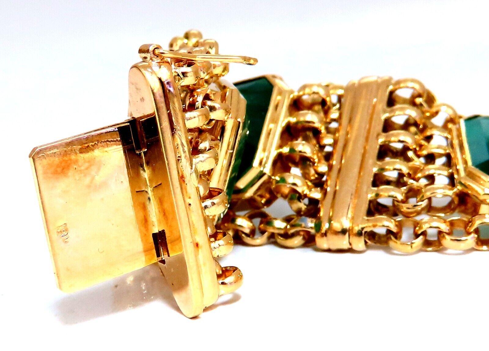 GIA Certified Vintage Russian Emerald Bracelet 60ct 18kt Gold In New Condition For Sale In New York, NY
