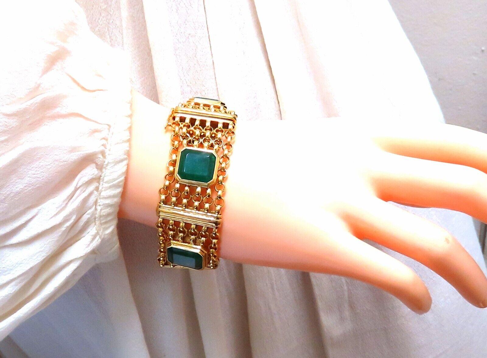 GIA Certified Vintage Russian Emerald Bracelet 60ct 18kt Gold For Sale 1