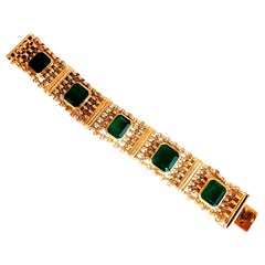 GIA Certified Vintage Russian Emerald Bracelet 60ct 18kt Gold