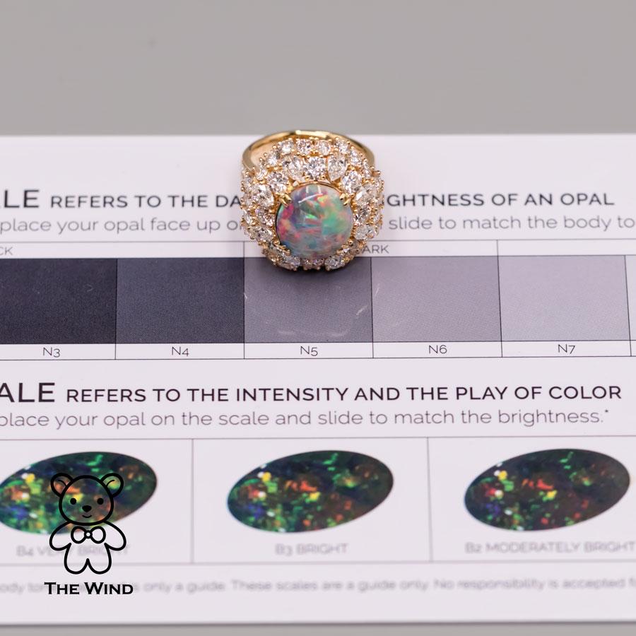 GIA zertifiziert Vivid Black Opal 5,19 ct Diamant Verlobungsring 18K Gelbgold 4