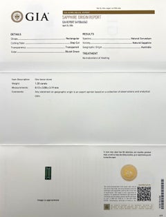 GIA Certified Vivid Green Untreated Australian Sapphire 18k Gold East West Ring