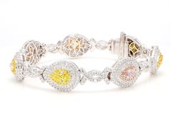 Bracelet en or certifié GIA avec diamants Vivid Diamonds et Pink Diamond de 6,75 carats TW