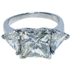 GIA Certified VS2 4.13 Carat Princess Diamond Ring With 2 Carat Diamond Sides