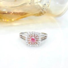 GIA Certified VS2 Clarity 0.31 CT Pinkish Brown Diamond 18K White Gold Ring