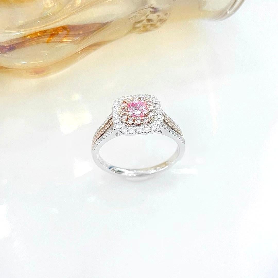 Bague en or blanc 18 carats certifiée GIA, pureté VS2, 0,31 CT de diamant brun rosé Neuf - En vente à Kowloon, HK