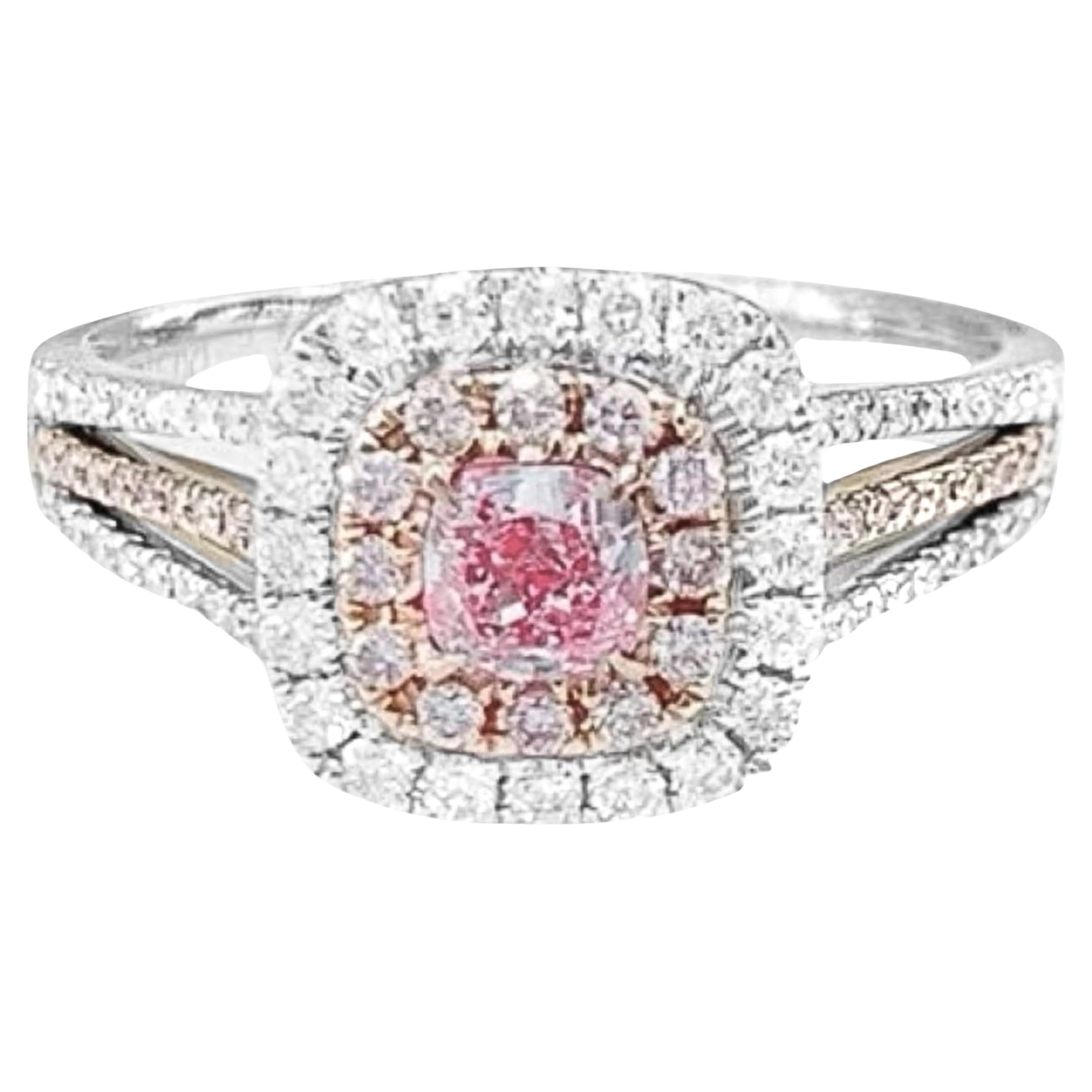 GIA Certified VS2 Clarity 0.31 CT Pinkish Brown Diamond 18K White Gold Ring