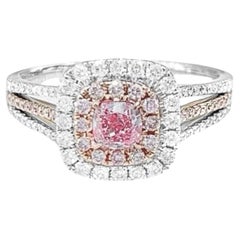 GIA Certified VS2 Clarity 0.31 CT Pinkish Brown Diamond 18K White Gold Ring