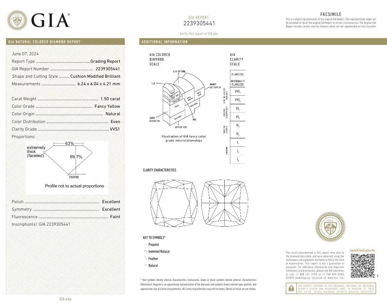 Women's or Men's GIA Certified VVS1 1.50 CT Fancy Yellow Diamond Cocktail Ring For Sale