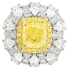 GIA Certified VVS1 1.50 CT Fancy Yellow Diamond Cocktail Ring