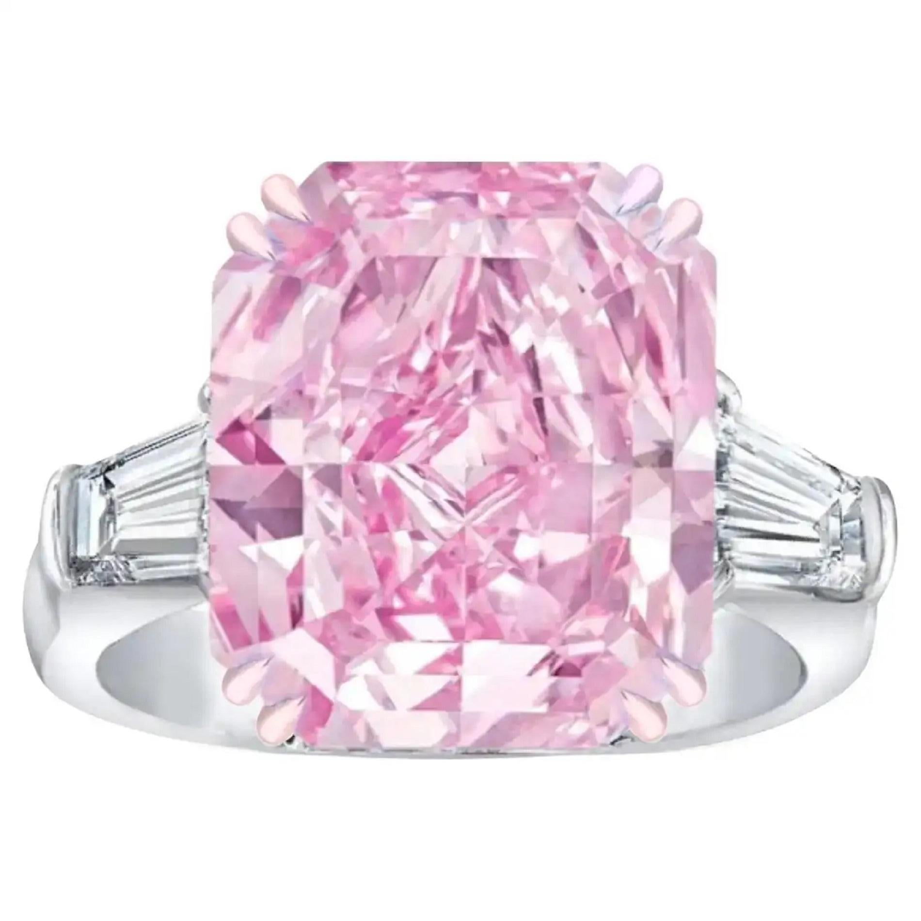 Platin-Diamantring, GIA-zertifizierter VVS1 Fancy Lila Rosa Strahlenschliff im Zustand „Neu“ in Chicago, IL