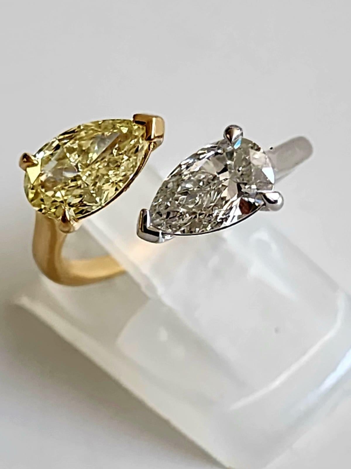 Artist Gia certified white and fancy color diamond cocktail ring For Sale