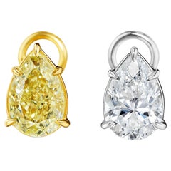 Gia Certified White and Yellow Pear Diamond Stud Earrings