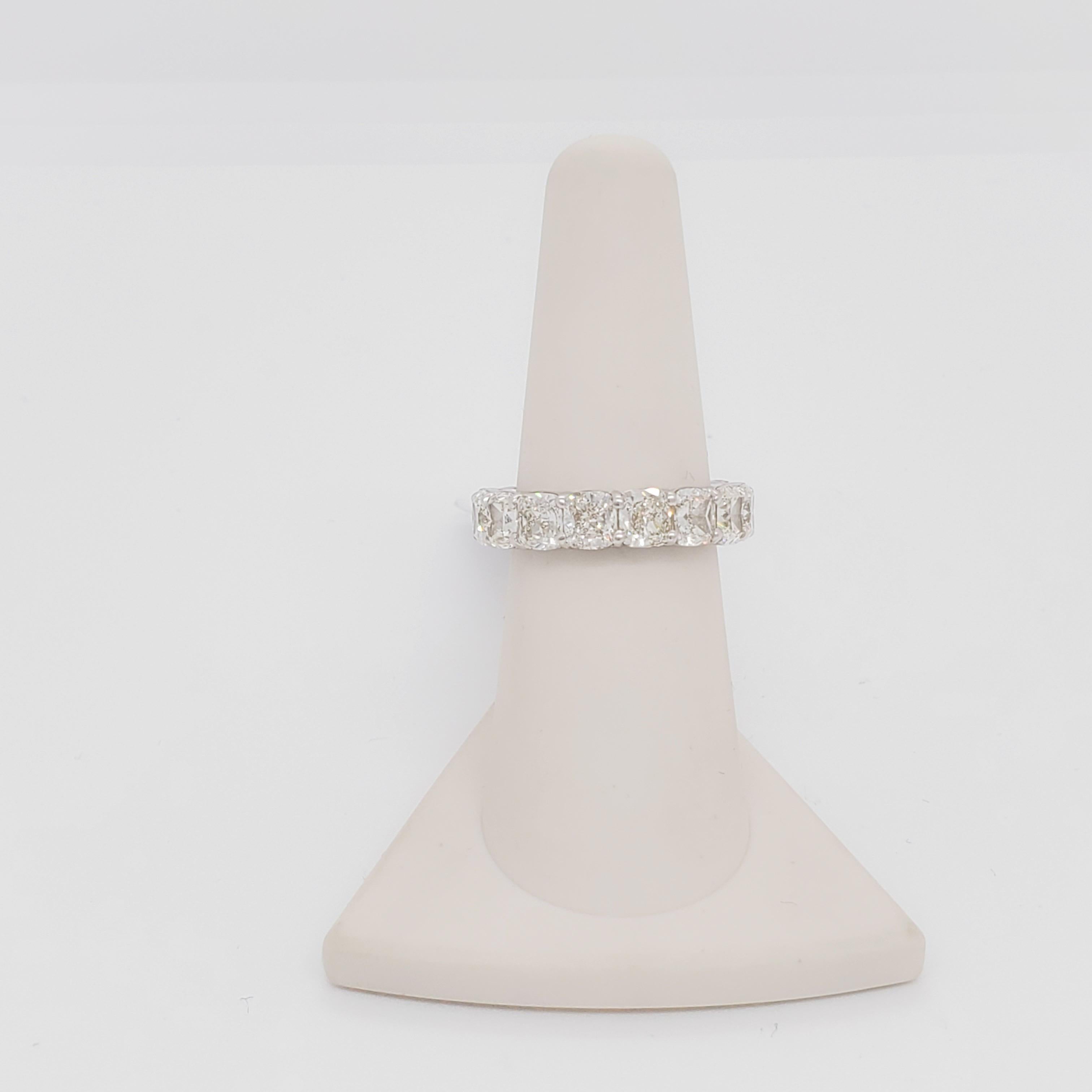 GIA Certified White Cushion Diamond Eternity Band in 18k White Gold For ...