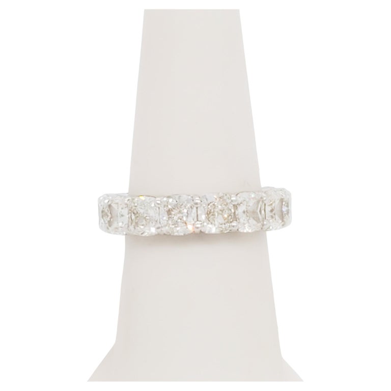GIA Certified White Cushion Diamond Eternity Band in 18k White Gold For ...