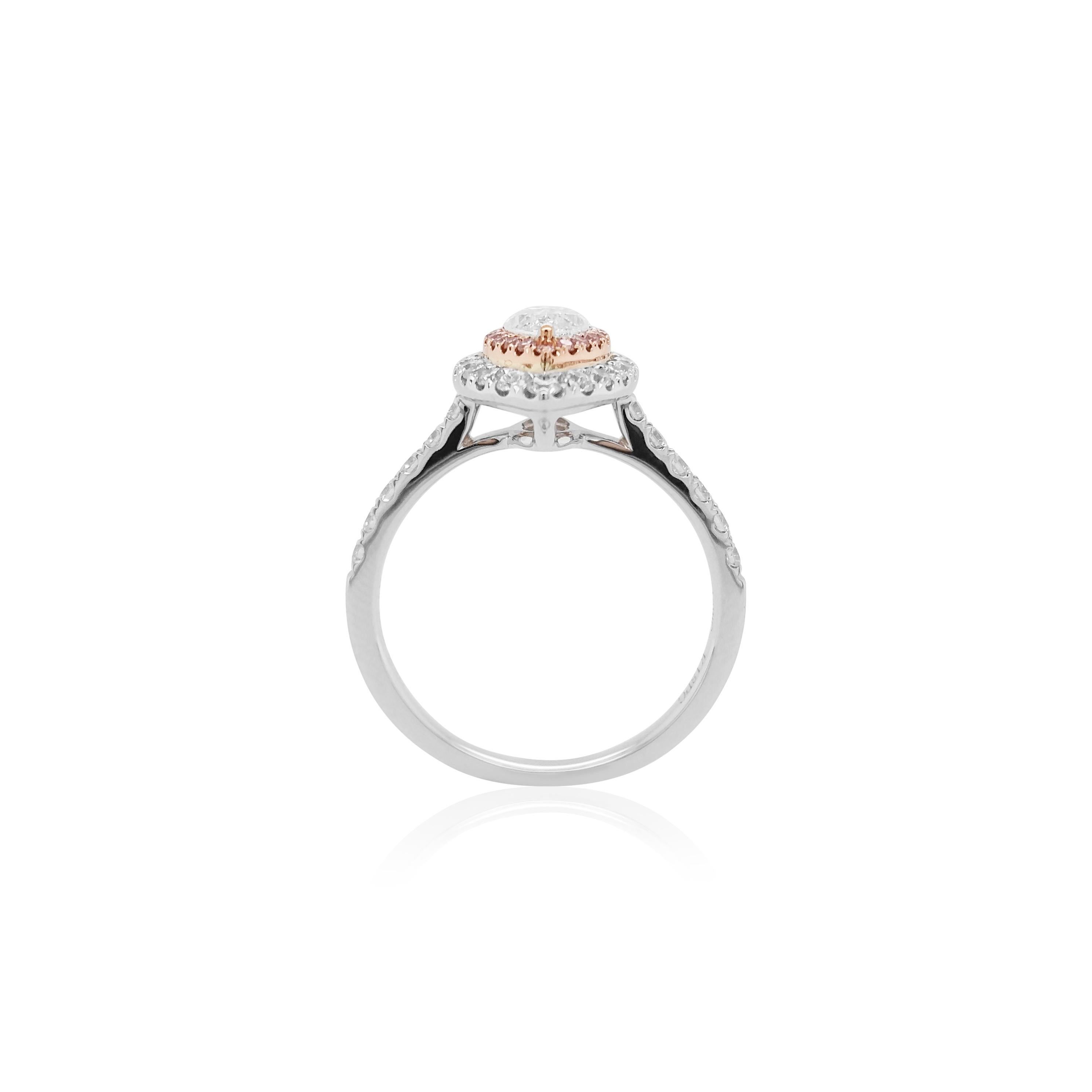 Contemporain Bague de mariage en or 18 carats avec diamants blancs et diamants roses d'Argyle certifiés GIA en vente