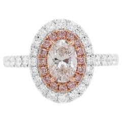 GIA Certified White Diamond Argyle Pink Diamond 18K Bridal Ring