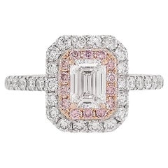 GIA Certified White Diamond Argyle Pink Diamond 18K Bridal Ring