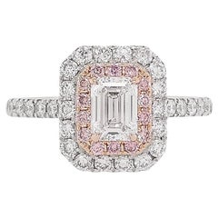 GIA Certified White Diamond and Argyle Pink Diamond in 18K Engagement Ring